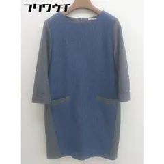 ◇ le.coeur blanc ルクールブラン バックジップ 八分袖 ミニ ワンピース サイズ38 グレー ネイビー レディース  【中古】 【1111090008919】のサムネイル
