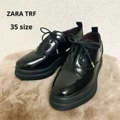 ZARA ザラ　ローファー　39 エナメル風　厚底　黒　ブラック エナメルレザー風 ペニーストラップ ローファー - ブラック