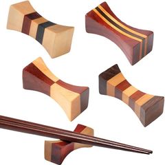 fogman 箸置き 箸枕 おしゃれ かわいい 木製 箸台 和風 カトラリーレスト 4個セット(ブラウン)