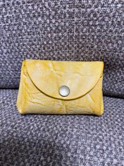 小さめポーチ　本革　ハンドメイド　黄色