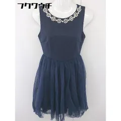 ◇ L'EST ROSE 装飾 ビジュー 切替 チュール ノースリーブ ミニ ドレス ワンピース サイズ S ネイビー レディース  【中古】 【1110180001014】のサムネイル
