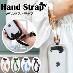 【猫型ホルダー付き】ハンドストラップ スマホ ホルダーセット 付けたまま同時充電 スマホストラップ ハンド スマホ ストラップ 手首 ナイロン 携帯ストラップ ストラップホルダー 腕掛け ショート 落下防止 猫耳 ねこ SNS人気 韓国 おしゃれ かわいい