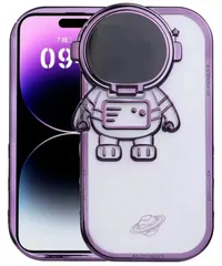 Kunyehdo スマホケース iPhone 12 Pro Max iPhone 13 Pro Max iPhone 14 Plus 兼用 カバー iPhoneケース アニメ 漫画 韓国 お洒落 かわいい 3D 宇宙飛行士 レンズスタンド 保護 設