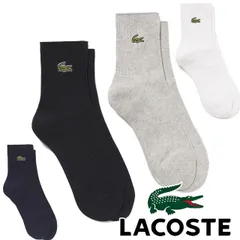 ラコステ レディース 靴下　1足 クロックエンブレムプレーンショートソックス クルーソックス アパレル くつ下 定番 シンプル ワンポイント ロゴ RAW901J-99 ベーシック カジュアル メイドインジャパン 日本製 ワニ 鰐 22-24cm