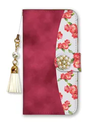 AQUOS R8 SH-52D ケース 手帳型 アクオスR8 スマホケース パール デコ付き ストラップ付  おしゃれ 花柄 ツートーン お花 かわいい フラワー ピンク ブルー 水色 カラー07