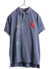 【お得なクーポン配布中!】 ビッグポニー ポロ ラルフローレン 鹿の子 半袖 ポロシャツ M 和柄 ナス紺