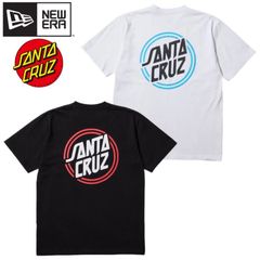 新品 NEWERA ニューエラ 正規品 SANTA CRUZ サンタクルーズ コラボ 半袖 Tシャツ ティーシャツ 半袖Tシャツ サークル ロゴ グラフィック プリント ユニセックス メンズ レディース 白 ホワイト 黒 ブラック