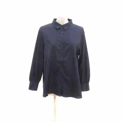 ナチュラルビューティーベーシック NATURAL BEAUTY BASIC シャツ ブラウス プリーツ 長袖 S 紺 ネイビー /YK