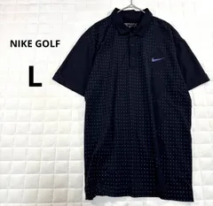 NIKE GOLF ナイキゴルフ DRI-FIT ポロシャツ メンズ L ブラック ドット柄 吸汗速乾 スウッシュロゴ スポーツ ゴルフウェア 半袖 ポリエステル 伸縮性 快適 通気性 かっこいい 黒 紫 nike golf shirt mens L dot