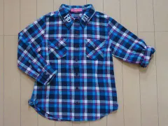 ロニィ roni ロニ ロニー アウトレット 子供服 女の子 S 110cm 長袖 シャツ チェック 青 ピンク 紺 秋 冬 ★4 トップス 冬服 ガールズ 女児 キッズ 【中古】 ユーズド リサイクル 古着 子ども服 こども