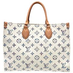 ルイヴィトン 2WAY レディース モノグラム オンザゴーMM ハンドバッグ ショルダーバッグ 肩掛け グラデーション LOUIS VUITTON M24708 モノグラムジャガード レザー ホワイト 白 ゴールド金具【中古品】