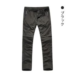 カーゴパンツ　ミリタリーパンツアウトドア パンツボトムス メンズ 長ズボン　ハーフパンツ 2way 2WAY 着脱式ドライミリタリーズボン速乾メンズ キャンプ フェス スポーツ機能性ストリートファッション(ブラック)