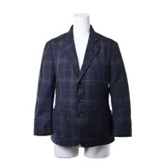 tricot COMME des GARCONS チェック柄 3B ウール ジャケット S ネイビー トリコ コムデギャルソン