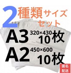 【匿名配送】LDPE宅配袋 ビニール袋 テープ付きA3 10/A2 10 透けない 梱包 資材 セット