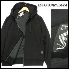 新品 定価22,000円 エンポリオアルマーニ フーディ ジップジャケット パーカー EUR/M 黒 ロゴ&イーグルタブ EMPORIO ARMANI UNDERWEAR メンズ