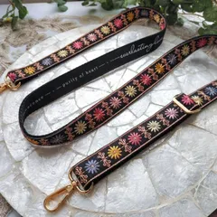 No.273 (黒・幅2.5㎝)『インド刺繍ショルダーストラップ』　スマホストラップ　スマホショルダー　バッグショルダー　ネックストラップ　インド刺繍アクセサリー