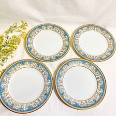 【4枚セット】Noritake 　ノリタケ　2045　ポロネーズ　直径21cm 中皿　金彩　ブルー　水色
