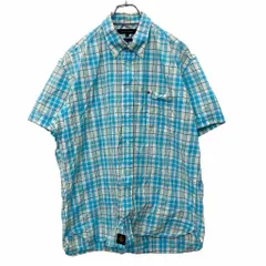 TOMMY HILFIGER 半袖 シャツ XLサイズ トミーヒルフィガー ボタンダウンシャツ チェック柄 ライトブルー 古着卸 アメリカ仕入 t2407-4129