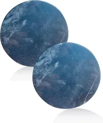 ROOMASTER 大理石コースター 2枚セット アクセサリートレイ 天然石 ダークカラー 黒灰 丸型(ダークカラー,  レギュラーサイズ)