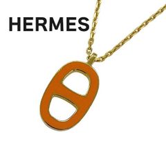 エルメス HERMES ネックレス レディース ブランド GP エナメル イリアード ゴールド オレンジ アクセサリー