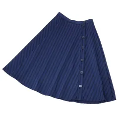 マックスアンドコー Max&Co. ストライプフレアスカート ミドル丈 ネイビー