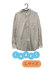 CHAPS　長袖コーデュロイシャツ　ボタンダウン　胸ポケット刺繍　ホワイト　ゆったり　U-411