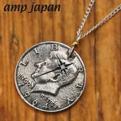 【新品】amp japan アンプジャパン ダイヤモンド ケネディ アメリカ大統領 50セント硬貨 コインペンダント シルバー925製 ネックレス チェーン付き 日本製 NOAJ-135 【正規品】
