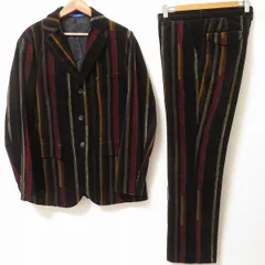 #wnc ポールスミス PaulSmith シングルスーツ 黒系 黄 赤 S3B サイドベンツ ストライプ ベロア調 日本製 メンズ [938294]