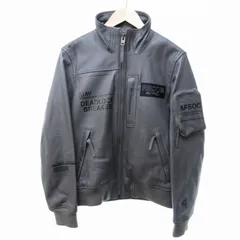 アヴィレックス AVIREX FLYER'S 美品 21AW AF RECON LEATHER JACKET レザージャケット 革ジャン ライダース ミリタリー グレー Mサイズ