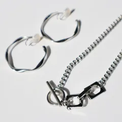 【２点セット】シルバーアクセサリーセット　穴を開けないピアス　イヤリング　チェーンネックレス