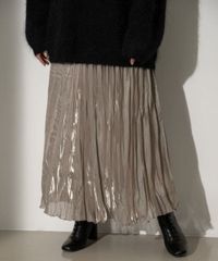 美品　LOWRYSFARMローリーズファーム　シャイニープリーツスカート　フリーサイズ　ラメベージュ