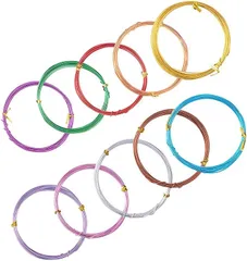 PandaHall Elite アルミワイヤー ミックス 10巻セット カラー クラフトワイヤー アーティスティックワイヤー 副資材 混合色 DIY用 手芸材料 手作り素材 5m/巻き( 5m/巻き、ランダムなカラー,  1mm)