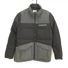 ジャックバニー 中綿ジャケット グレー×黒 異素材切替 ロゴ白 レディース 1(M) ゴルフウェア Jack Bunny