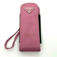 ■希少ヴィンテージ■PRADA プラダ　三角プレート　テスートナイロン　小物入れ　携帯ケース　アイコスケース　ピンク　イタリア製　ストラップ紐付き　レディース