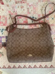 COACH シグネチャー キャンバス レザー ショルダーバッグ ブラウン F58295 クロスボディ トート