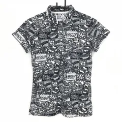 【超美品】ジャックバニー 半袖ポロシャツ 黒×白 アメコミ柄  レディース 1(M) ゴルフウェア Jack Bunny