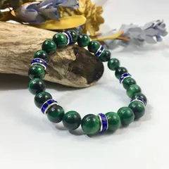 パワーストーン ブレスレット グリーンタイガーアイ (ダークブルー) 8mm レディース  ●