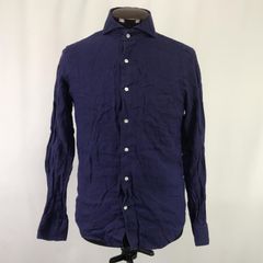 Universal language【ユニバーサルランゲージ】 麻100%/リネン/長袖シャツ 【メンズS/ネイビー/navy】Tops/Shirt◆BJ012-d