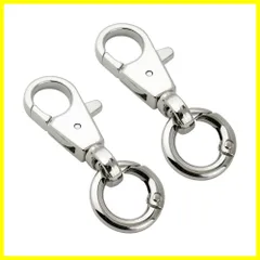 ジュエリー 手芸用品 手作り アクセサリーパーツ 素材 キーホルダーパーツ シルバー キーリング パーツ DIY材料 金具 回転フック キーホルダー 二重リング 丸カン付き ナスカン 2個セット [FUSSED]