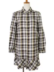 イーストボーイ EAST BOY ワンピース シャツワンピ チェック フリル 長袖 9 茶 ブラウン