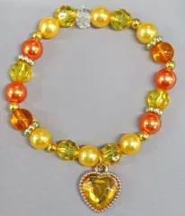 【中古】アクセサリー(非金属) 11月 トパーズカラー 「チャームブレス ～ハートに願いを～」