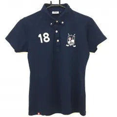 フィラゴルフ 半袖ポロシャツ ネイビー×白 ロゴ刺しゅう レディース L ゴルフウェア FILA GOLF