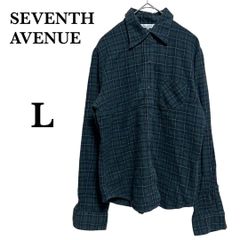 L SEVENTH AVENUE セブンスアベニュー チェック柄シャツ シャツ 長袖 コットン100% グリーン系 ネルシャツ  ナチュラル シンプル カジュアル T237_a064