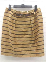 ◇ UNTITLED アンタイトル ボーダー 切替 ミニ タイト スカート サイズ4 ブラウン系 レディース  【1002800980253】