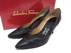 Salvatore Ferragamo フェラガモ レザー ヒール パンプス 表記サイズ 6 (約23.5cm) 靴 シューズ レディース ブラック系 DG8415