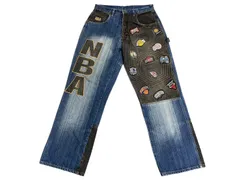 NBAデニムパンツ チーム刺繍 ワッペン パンツM 希少 Y2K 別注 NBAチームワッペン刺繍 デニムパンツ/ワッペン刺繍