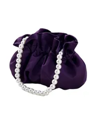 [Liebendo] 巾着バッグ パーティーバッグ ミニハンドバッグ 結婚式 披露宴 二次会 浴衣 フォーマル 小さめ 軽量 レディース (パープル) [パープル]