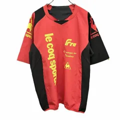 古着 ルコックスポルティフ le coq sportif スポーツ ゲームシャツ ロゴプリント 裾ゴム 半袖 ポリ100% L レッド 赤×黒×黄 メンズ