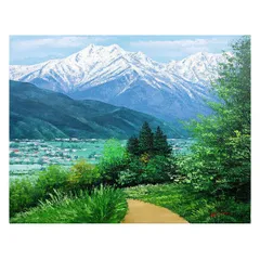 豊富な国産■ 信州の風景油絵　杏の里　F8号 送料無料 ■ 自然、風景画