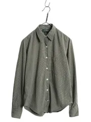 【お得なクーポン配布中!】 90s LAUREN ラルフローレン チェック 長袖 シャツ レディース M / オールド ポロ ストレッチ コットン ワンポイント ポケット付き Yシャツ